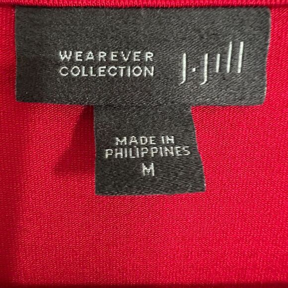 J Jill Wearever Collection Red Tiered Dress Medium Long Sleeve Career Business - Picture 3 of 8